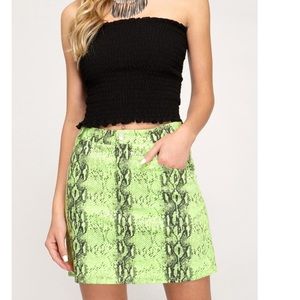 She + Sky Green Snakeskin print Skirt